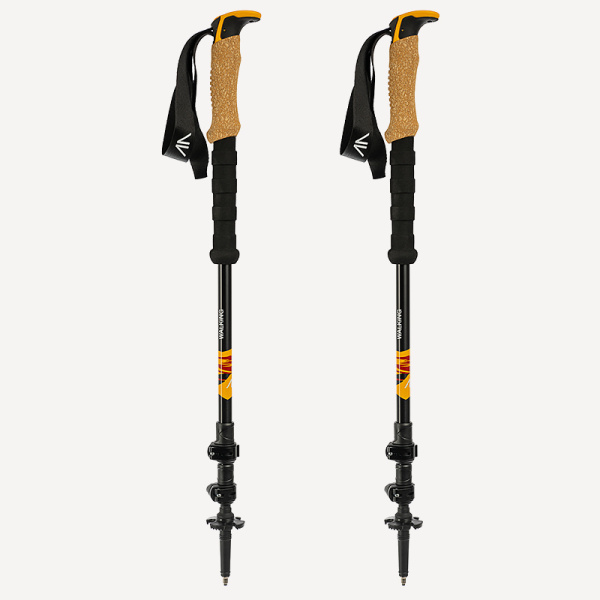 Палки треккинговые GORAA Walking, 480г (черный / оранжевый; 135см/упак 65см)